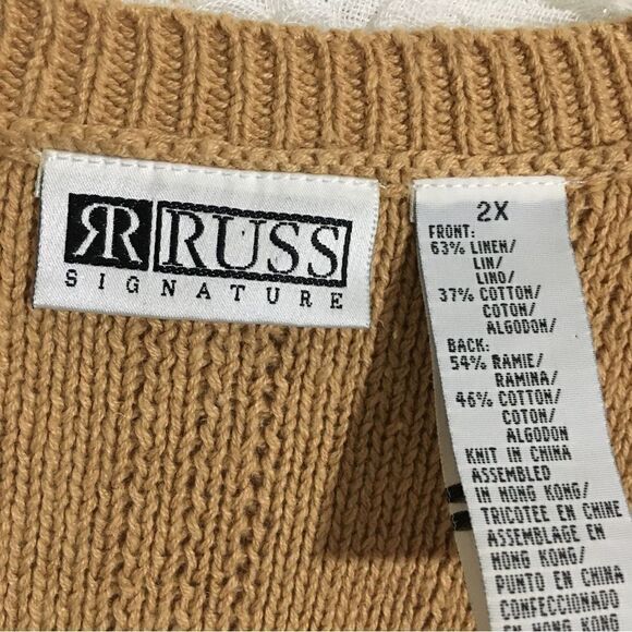 Russ Signature Vtg Brown Knit Vest 2X - Picture 11 of 13